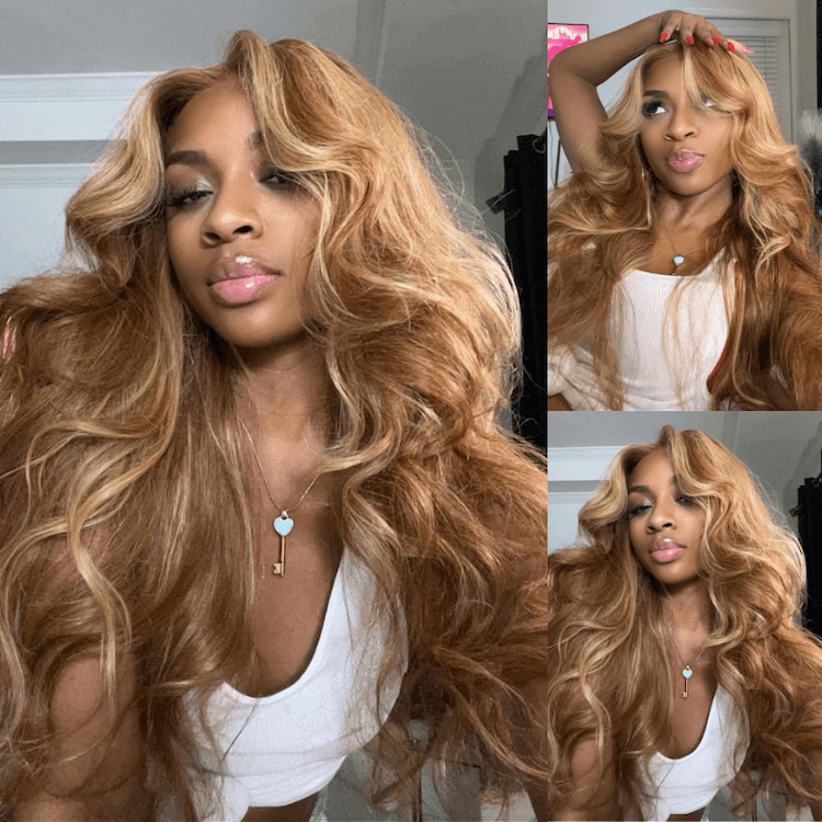 Julia Hair Bye Bye Knots Wig 7x5 Glueless Pre Cut Lace Honey Blonde Body Wave Wig