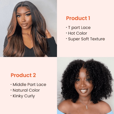 [Bogo] 13x5 Lace Part Balayage Highlight Body Wave Wig And Kinky Curly 4x0.75 Lace Part Wig