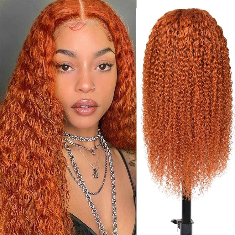 Julia Hair Affordable Burnt Ginger Middle Part Jerry Curly Wig