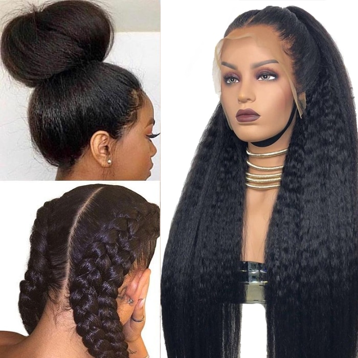 【JULIA】 Julia Hair 13x4 Lace Frontal Wigs Glueless Kinky Straight