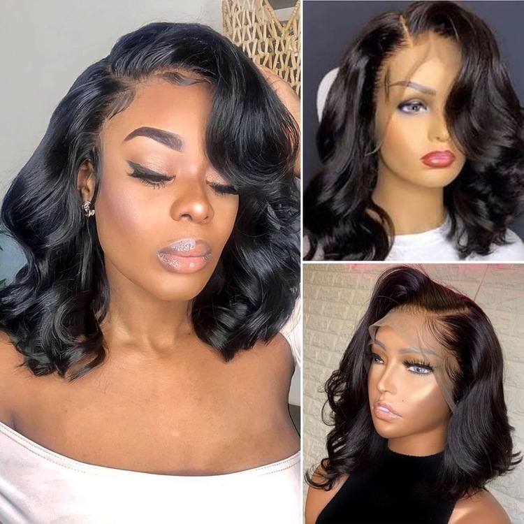 Julia Short Bob Lace Front Wigs Natural Wavy Human Hair Lace  display picture 2