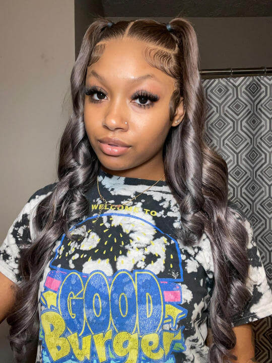 Julia Hair 13x4 Lace Front Ash Violet & Brownish Highlights Body